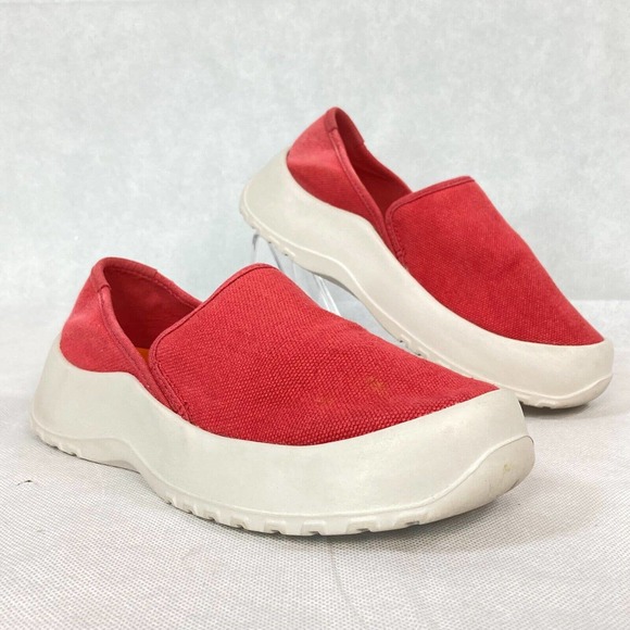 Soft Science Shoes Womens Sz 6 Red/White Cotton Canvas Drift Slip On‎ Cushioned - Picture 2 of 8